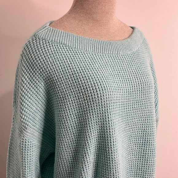 Talbots Plus Womens Light Teal Blue Sweater Size 1X Waffle Knit Beach Cottage - Picture 3 of 13